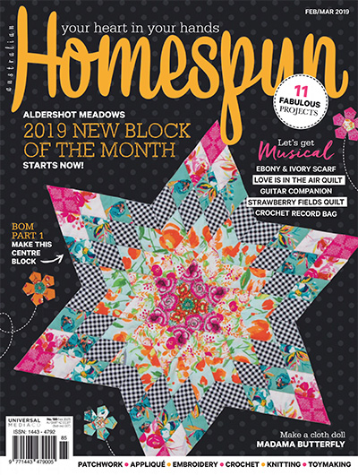 布艺手工杂志订阅澳大利亚《Homespun》电子版PDF高清【2019年汇总6期】