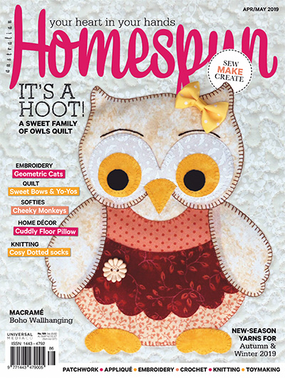 布艺手工杂志订阅澳大利亚《Homespun》电子版PDF高清【2019年汇总6期】