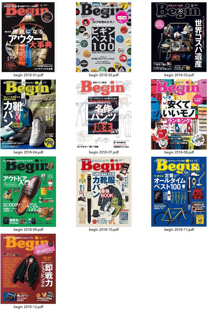 日本成熟男性时尚杂志订阅电子版PDF《Begin ビギン》 【2018年汇总10期】