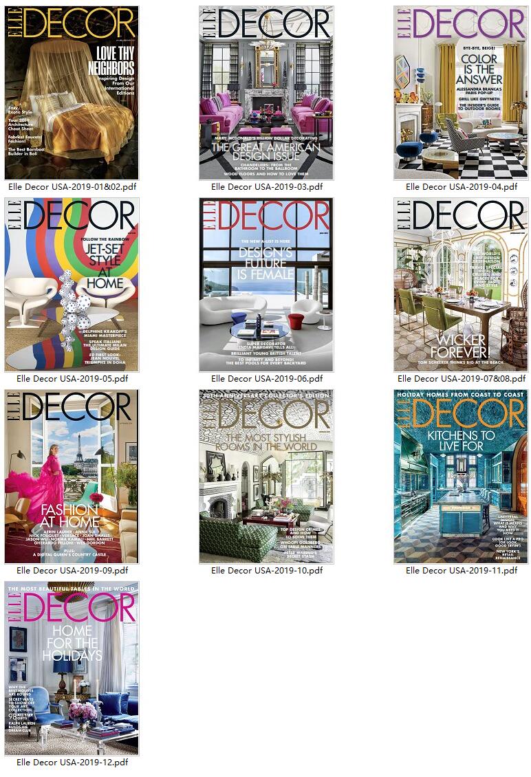 家居装修时尚杂志订阅电子版PDF 美国《ELLE Decor》【2019年汇总10期】