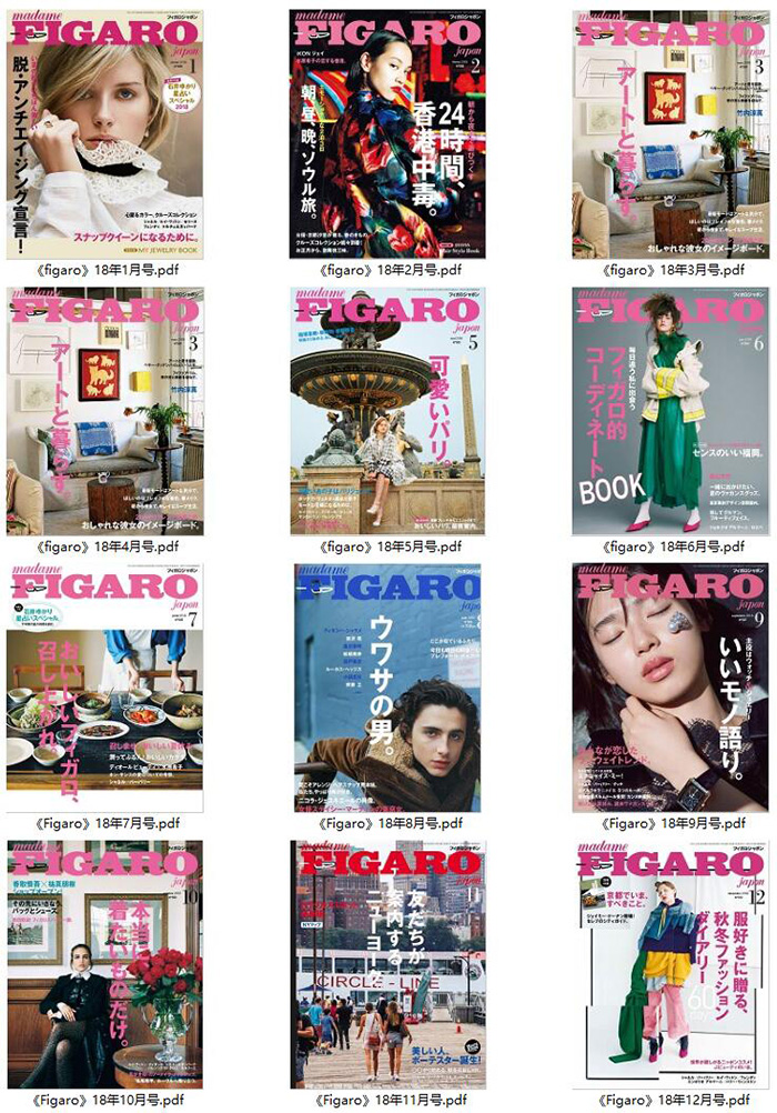 知性女人时尚杂志订阅电子版PDF《FIGARO费加罗》 日本【2018年汇总12期】