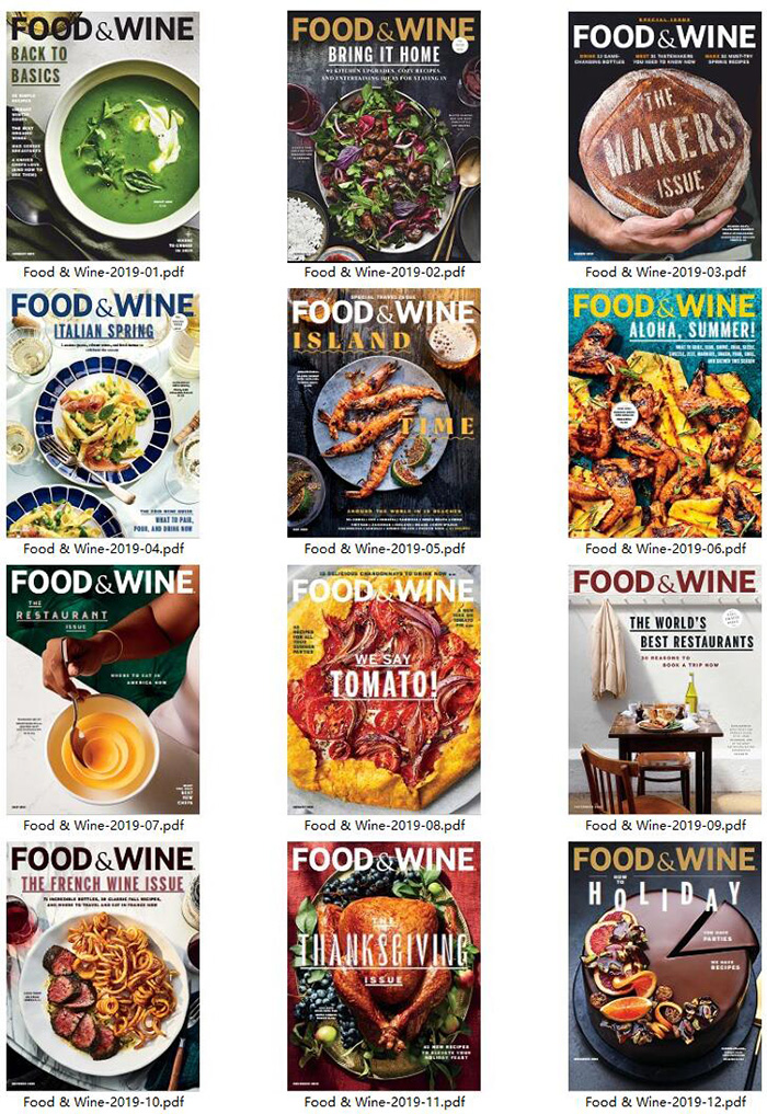烹饪厨艺杂志订阅电子版PDF 美国《Food&Wine》【2019年汇总12期】