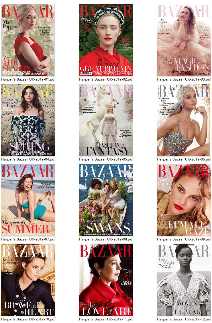 英国时尚芭莎杂志订阅《Harpers Bazaar》电子版PDF高清【2019年汇总12期】