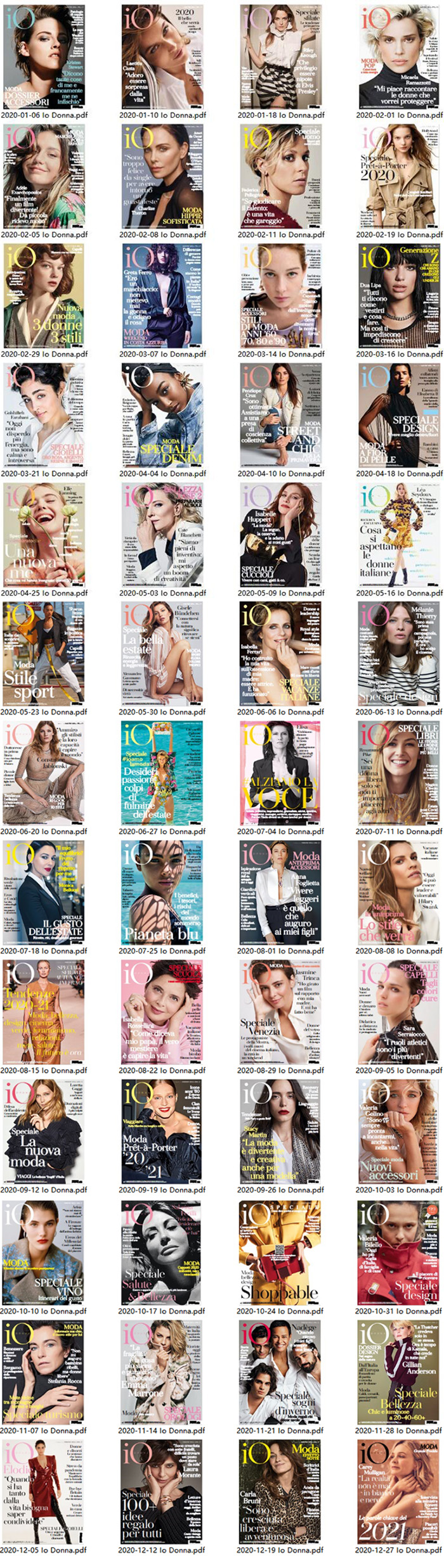 高端女性文化时尚杂志订阅电子版PDF 意大利《IO Donna》【2020年汇总52期】