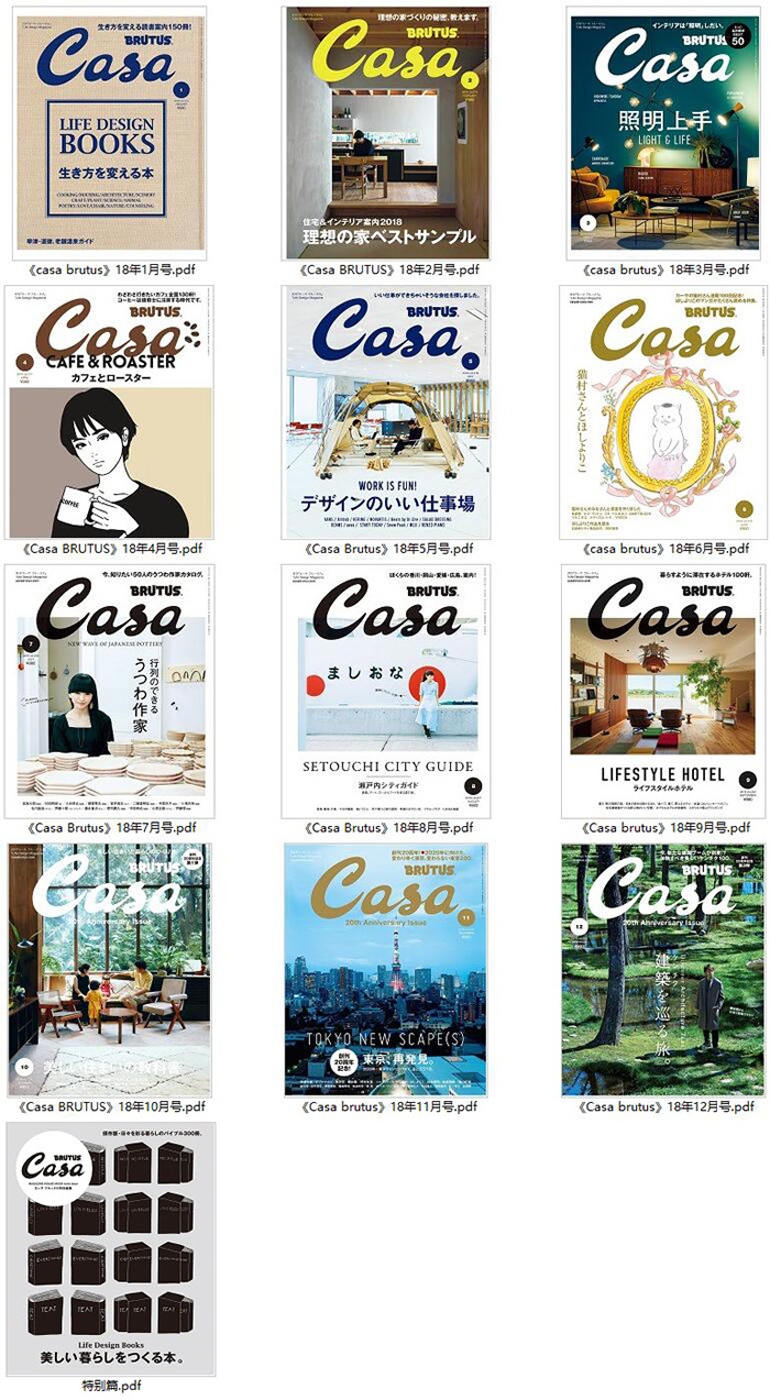 生活设计杂志订阅电子版PDF 日本《Casa BRUTUS》【2018年汇总12期】