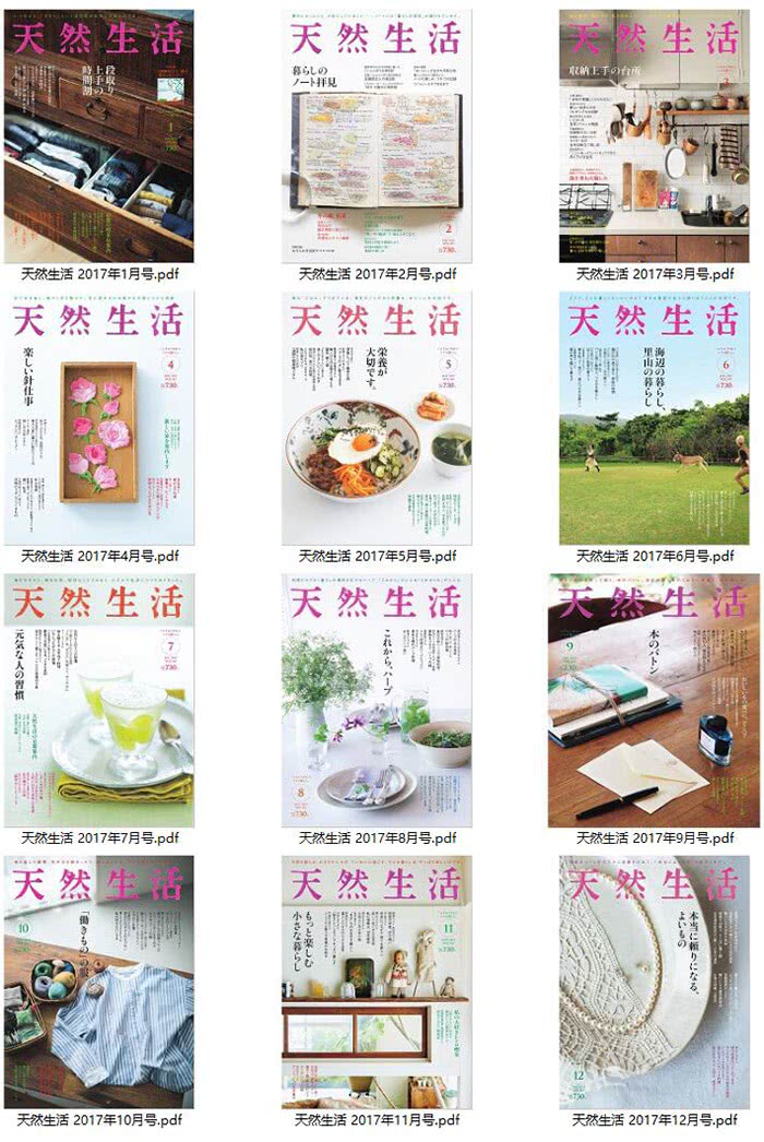 小确幸生活杂志订阅电子版PDF 日本《天然生活》【2017年汇总12期】