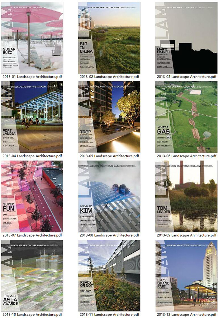 景观建筑设计杂志订阅电子版PDF 美国《Landscape Architecture》【2013年汇总12期】