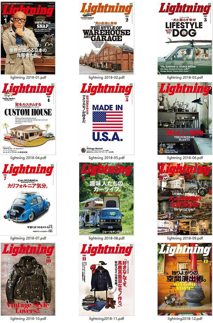 日本男性生活时尚杂志订阅电子版PDF《Lightnin ライトニング》 【2018年汇总12期】