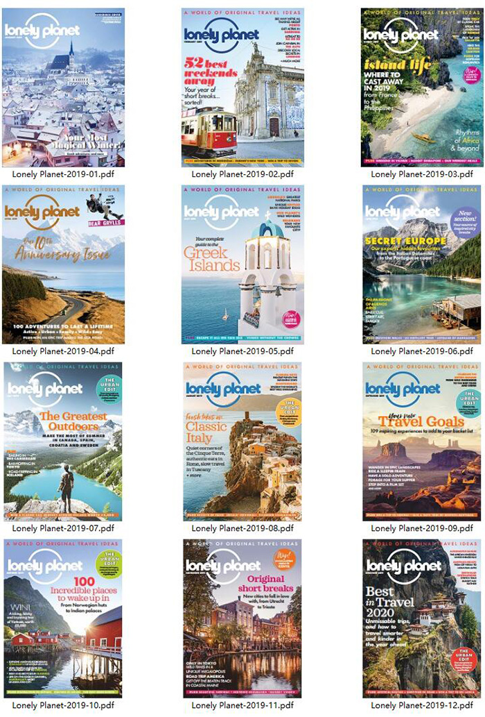 专业旅游杂志订阅电子版PDF 英国《Lonely Planet》【2019年汇总12期】