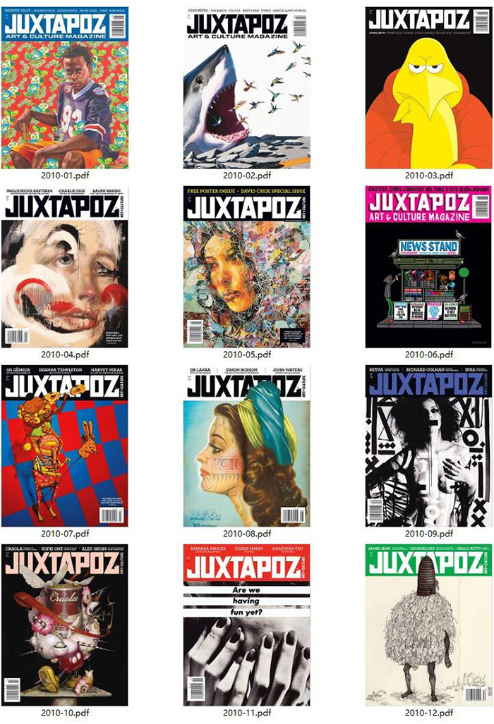 艺术展览杂志订阅电子版PDF 美国《Juxtapoz Art & Culture》【2010年汇总12期】