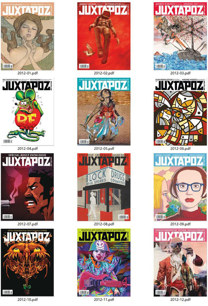 艺术展览杂志订阅电子版PDF 美国《Juxtapoz Art & Culture》【2012年汇总12期】