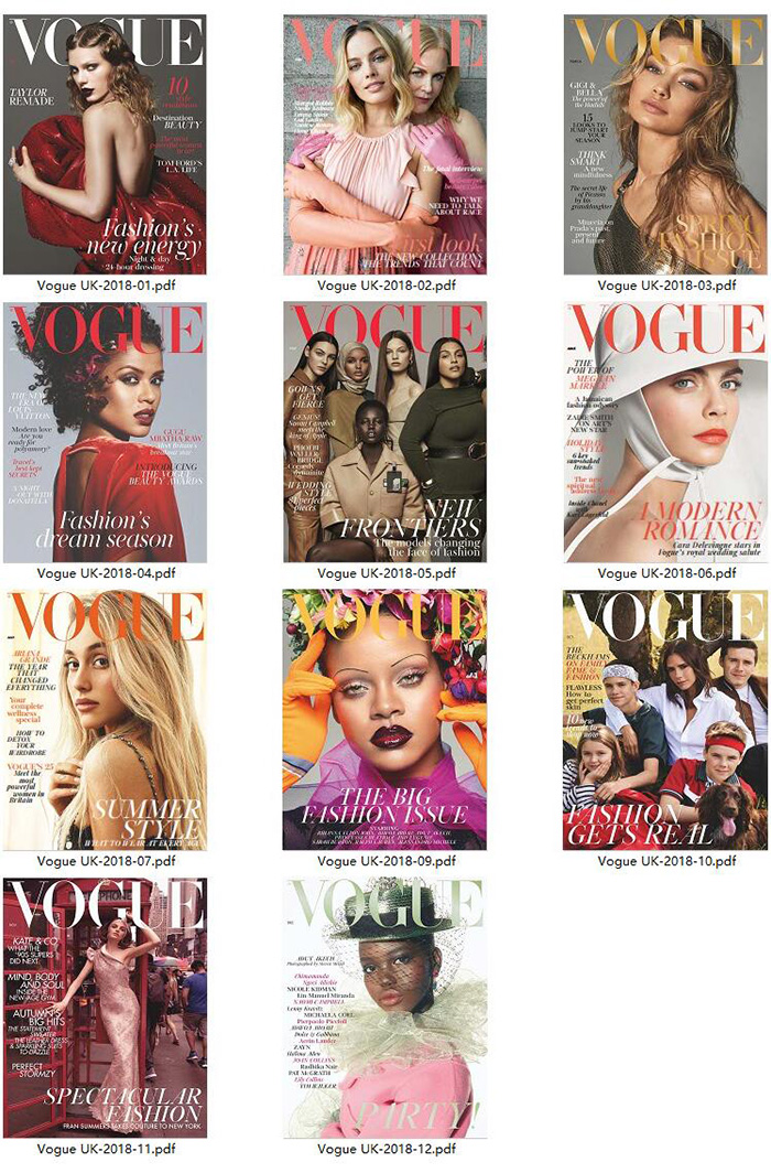 时尚生活杂志订阅英国《Vogue》电子版PDF高清【2018年汇总11期】
