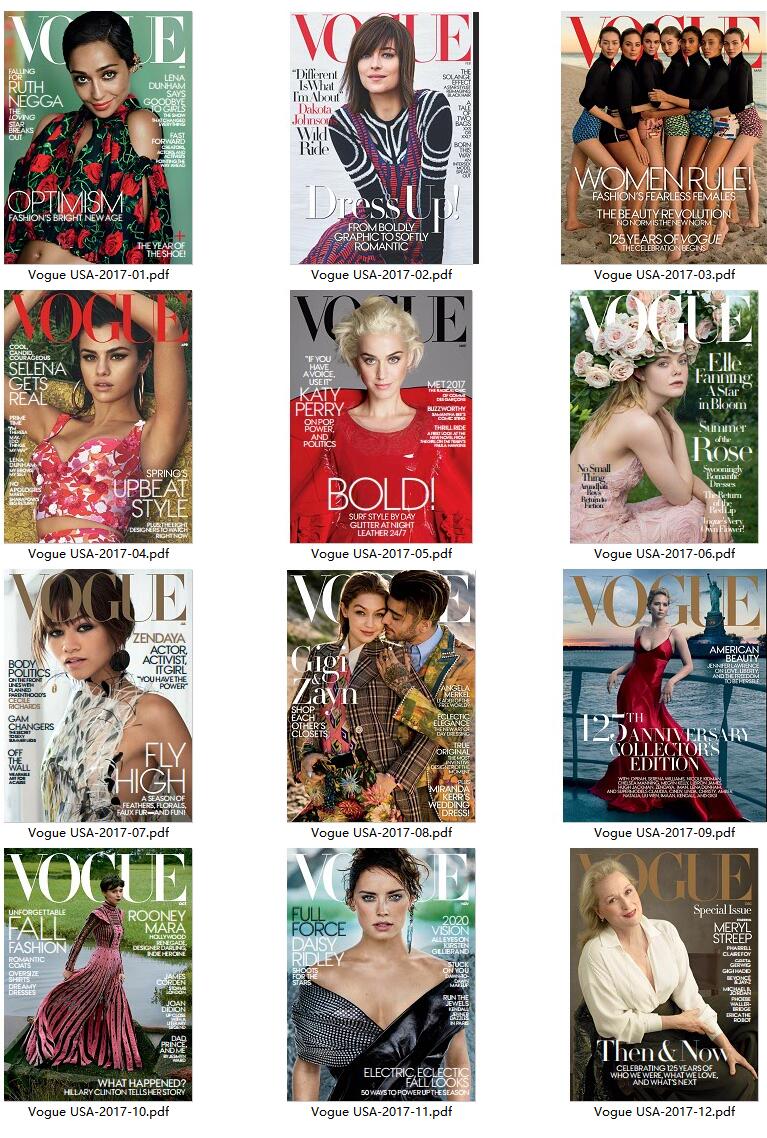时尚杂志订阅美国《Vogue》电子版PDF高清【2017年汇总12期】
