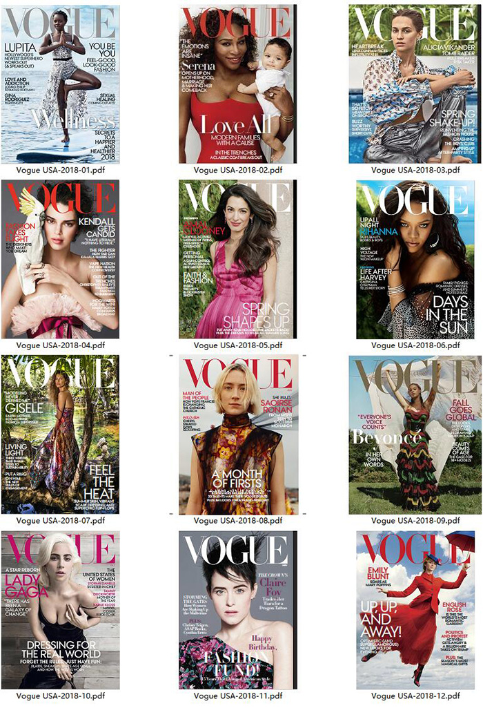 时尚杂志订阅美国《Vogue》电子版PDF高清【2018年汇总12期】